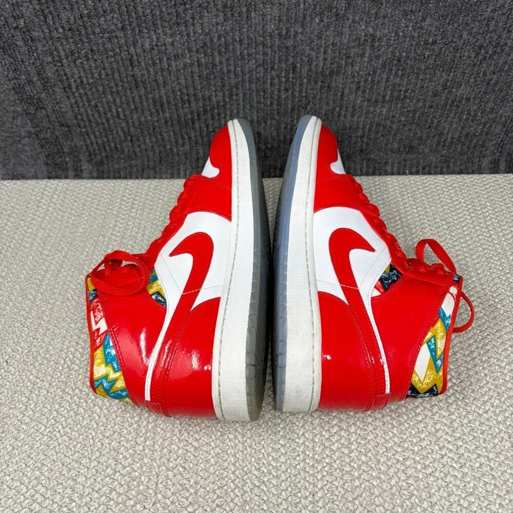Nike Air Jordan 1 Mid SE Barcelona Sweater Chile Red Patent Mens 10 DC7294-600